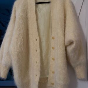 Elegant Cream Women's Cardigan Cashmere. Made in Korea